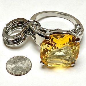 Juicy Corture 3” Keychain Key Ring Purse Charm Big Engagement Ring Square Stone